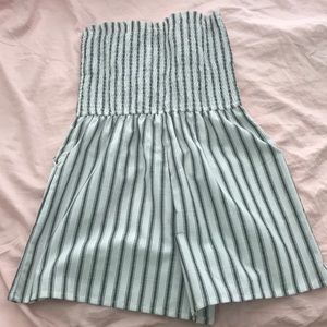 Strapless black and white romper